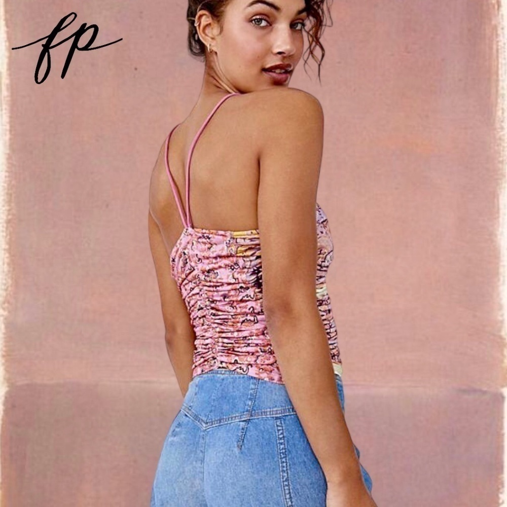 FREE PEOPLE Cocktail Queen Ruched-Front-Drawstring Tank Top NWT/LG - Picture 6 of 13